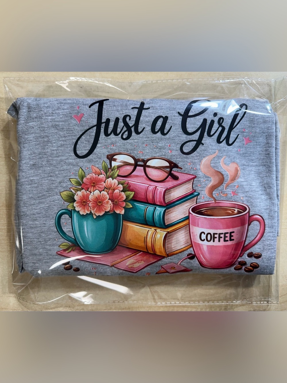 Books & Coffee V-Neck Graphic Tee - NIP - Picture 6 of 6